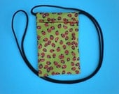 Pouch Zip Bag LADYBUG Fabric. great for walkers, markets, travel.  Cell Phone Pouch. Small fabric purse. Multiple uses.