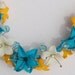 Turquoise necklace lily- Turquoise fimo flower necklace- Lily necklace-Night glow necklace