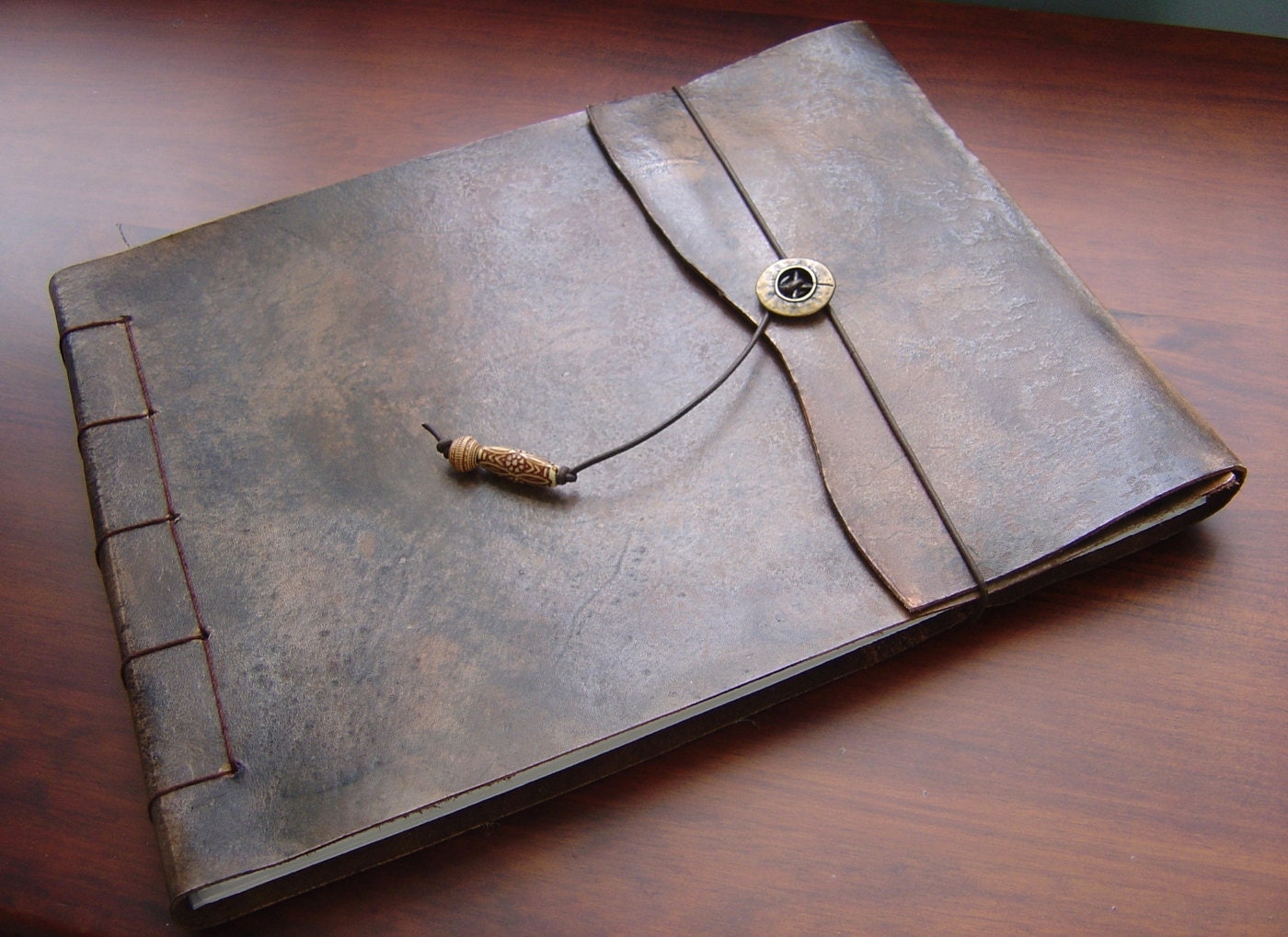 Large Leather Artist's Sketchbook - Warm Brown, Journal, Drawing Pad, Photo Album, Notebook, Guest Book