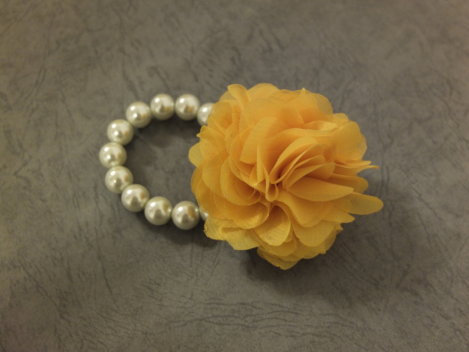 Handmade Chiffon Flower Bracelet (Yellow)