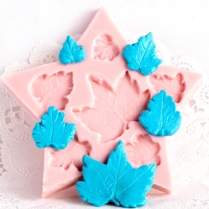 Silicone Mold - Maple Leaf - six cavity flexible mold for fondant, gumpaste, candy and clay mold