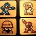 Wood Burned MegaMan Sprite Coasters Set of 4