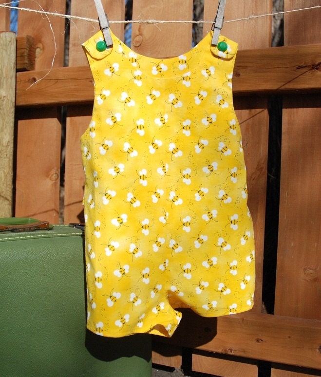 Busy Bee Romper - Childs romper - Toddler summer outfit - OOAK