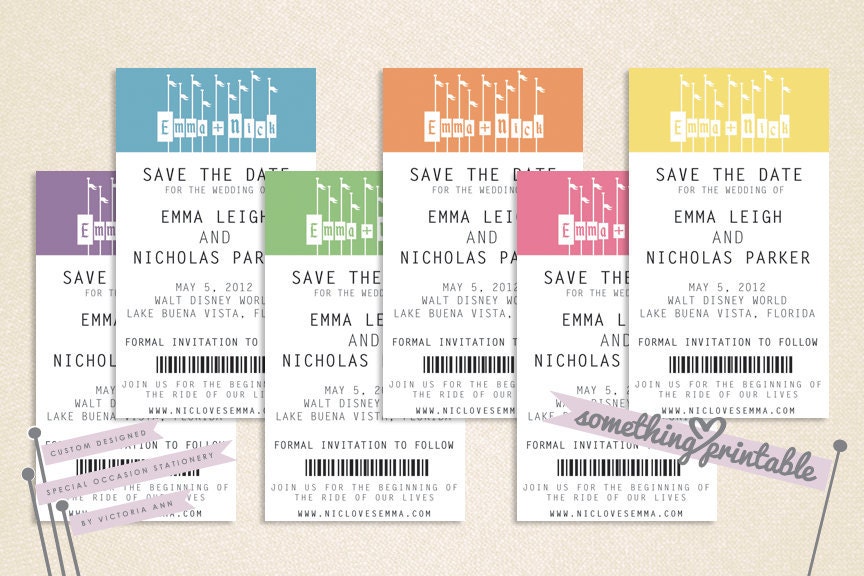 Ride Ticket - Theme Park inspired Save the Date