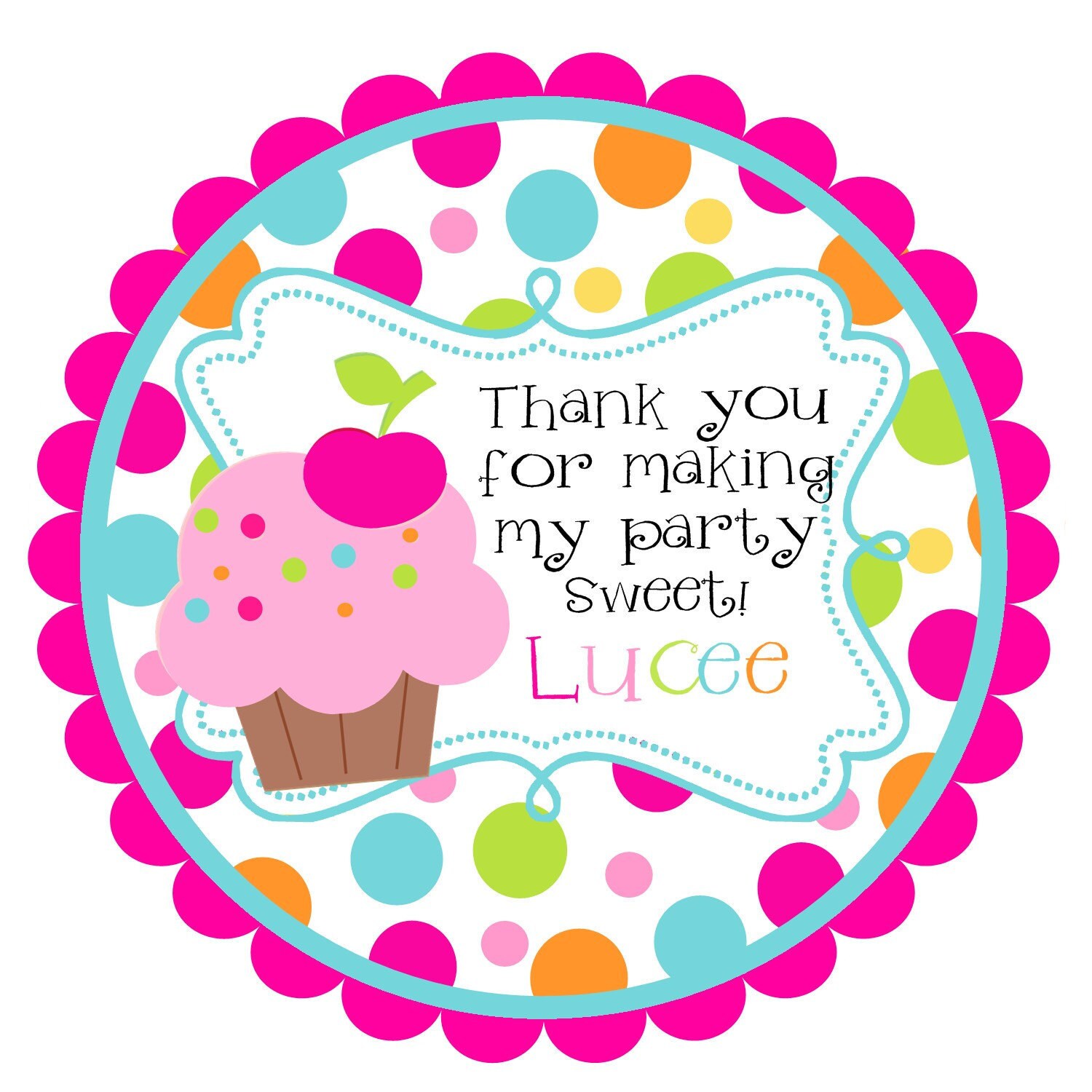 Cupcake Round Labels Stickers for party favors by noteablechic