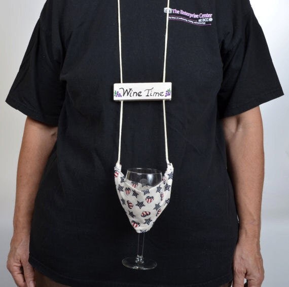 Wine glass holder wine glass necklace wine time by EdwardsFarm