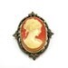 Vintage Cameo Brooch 1970s Resin Classical Greek Figure Woman Filigree Setting