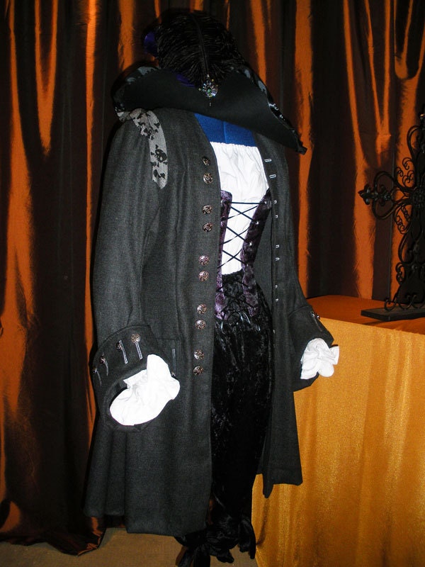 Womens Pirate Costume, Coat, pants, blouse, vest and Hat. Custom Orders available