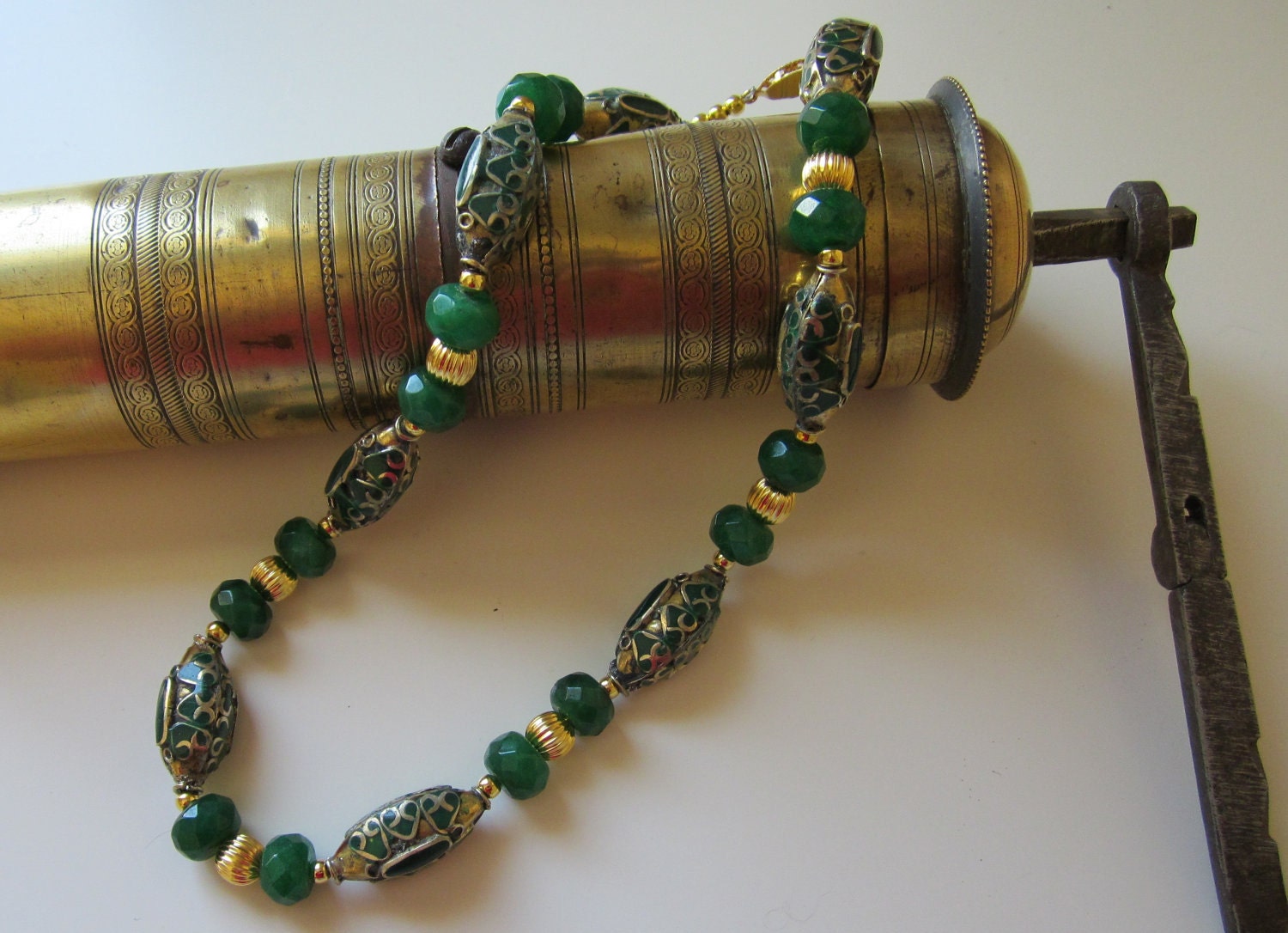 From the BOSPHORUS STRAIGHT - necklace with Turkish beads and green jade