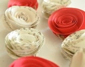 Paper Garland Book Pages and Red Flowers