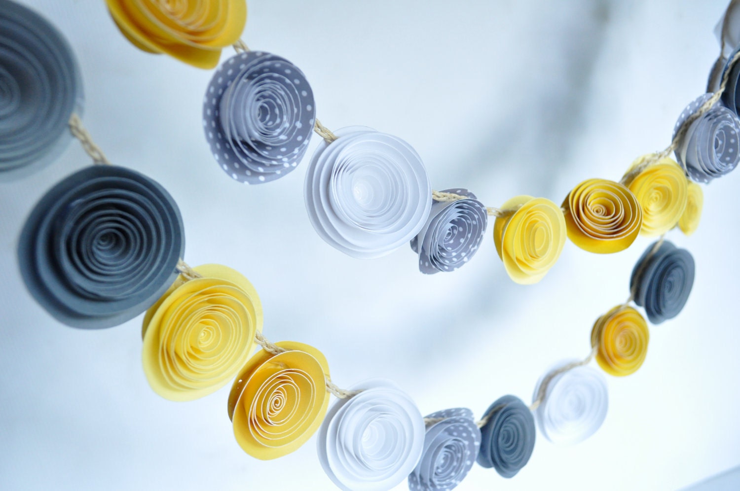 Paper Flower Garland Yellow and Gray Garland Party Decorations