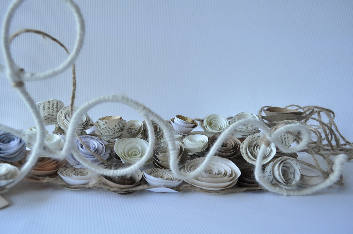 Wedding Garland Upcycled Paper Flower Garland- wedding decorations-