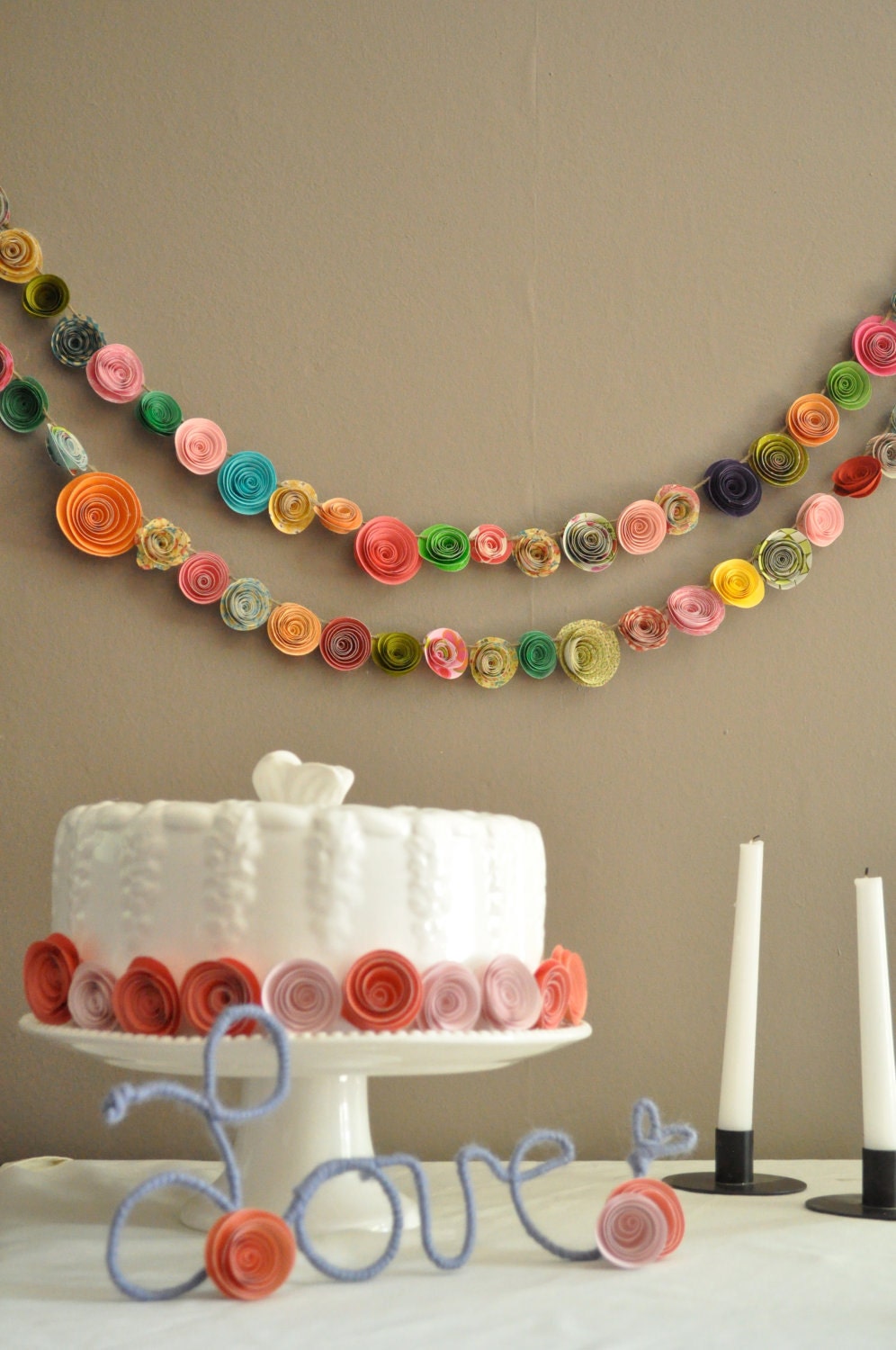 Colorful Paper Flower Garland Shower garland Wedding Flower Garland
