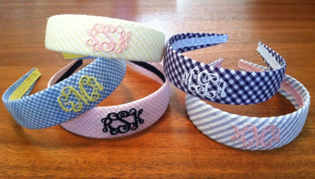 Monogrammed Headband --Seersucker or Gingham
