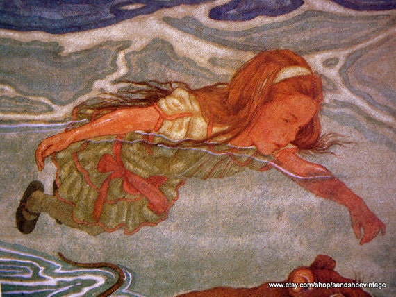 ALICE IN WONDERLAND Swimming with a Mouse Weird