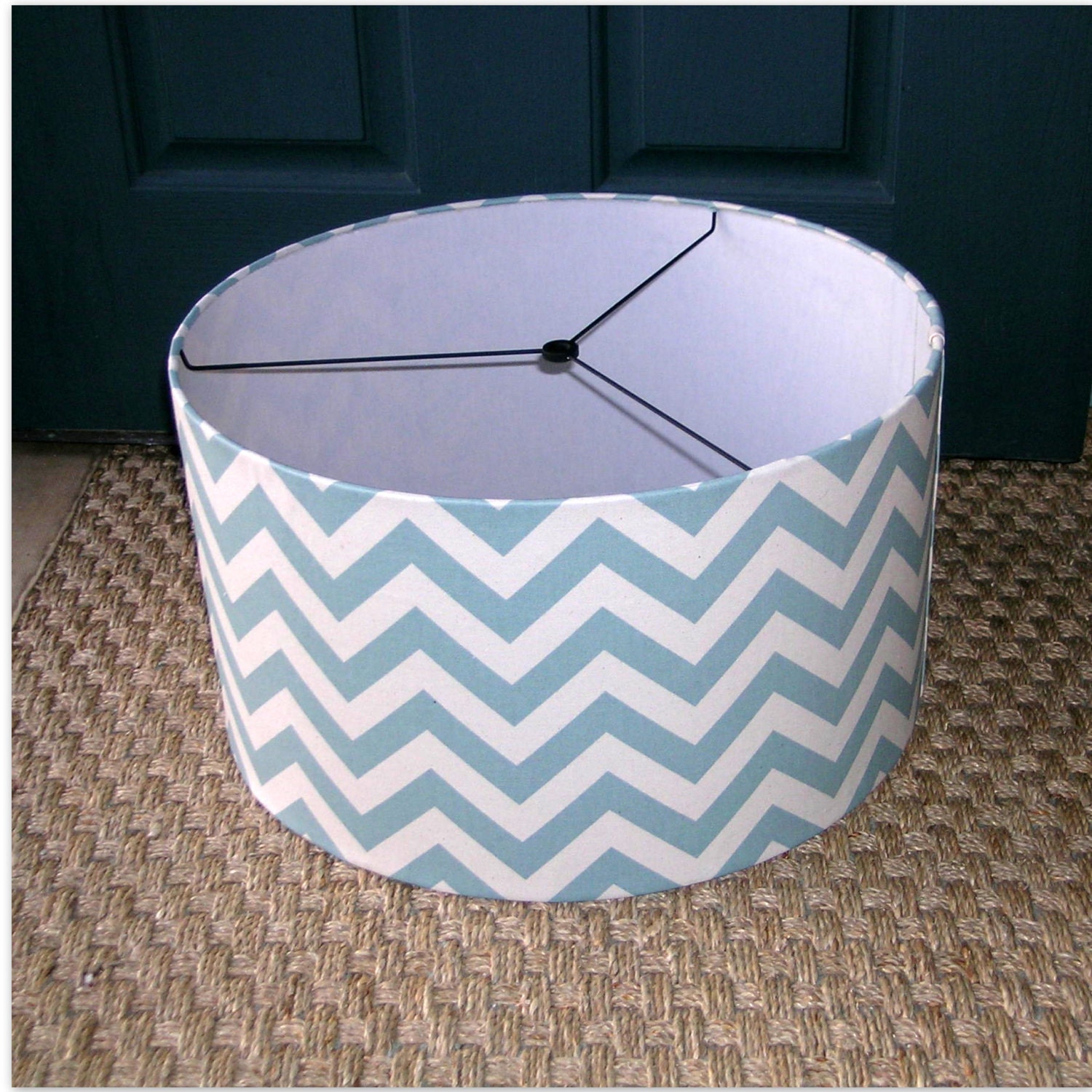 Lamp Shade  Drum style in chevron print for lamp or pendant light 18"x10"