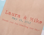 50 Vintage Typewriter Style Brown Kraft Favor Bags - Custom Wedding Favor Candy Buffet Lolly Bar - Contact for Other Quantities