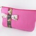 Little Bow Fuchsia Clutch, Bridesmaid Gift Bag,Wedding Gift ,Cosmetic Bag Make Up, Camera Bag,Zipper Pouch, Zipper Wristlet