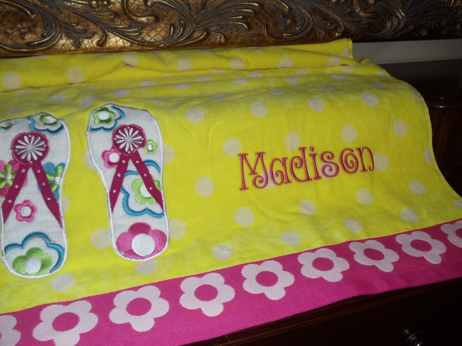 Children's Cotton Beach Towel With Embroidered Name or Monogram