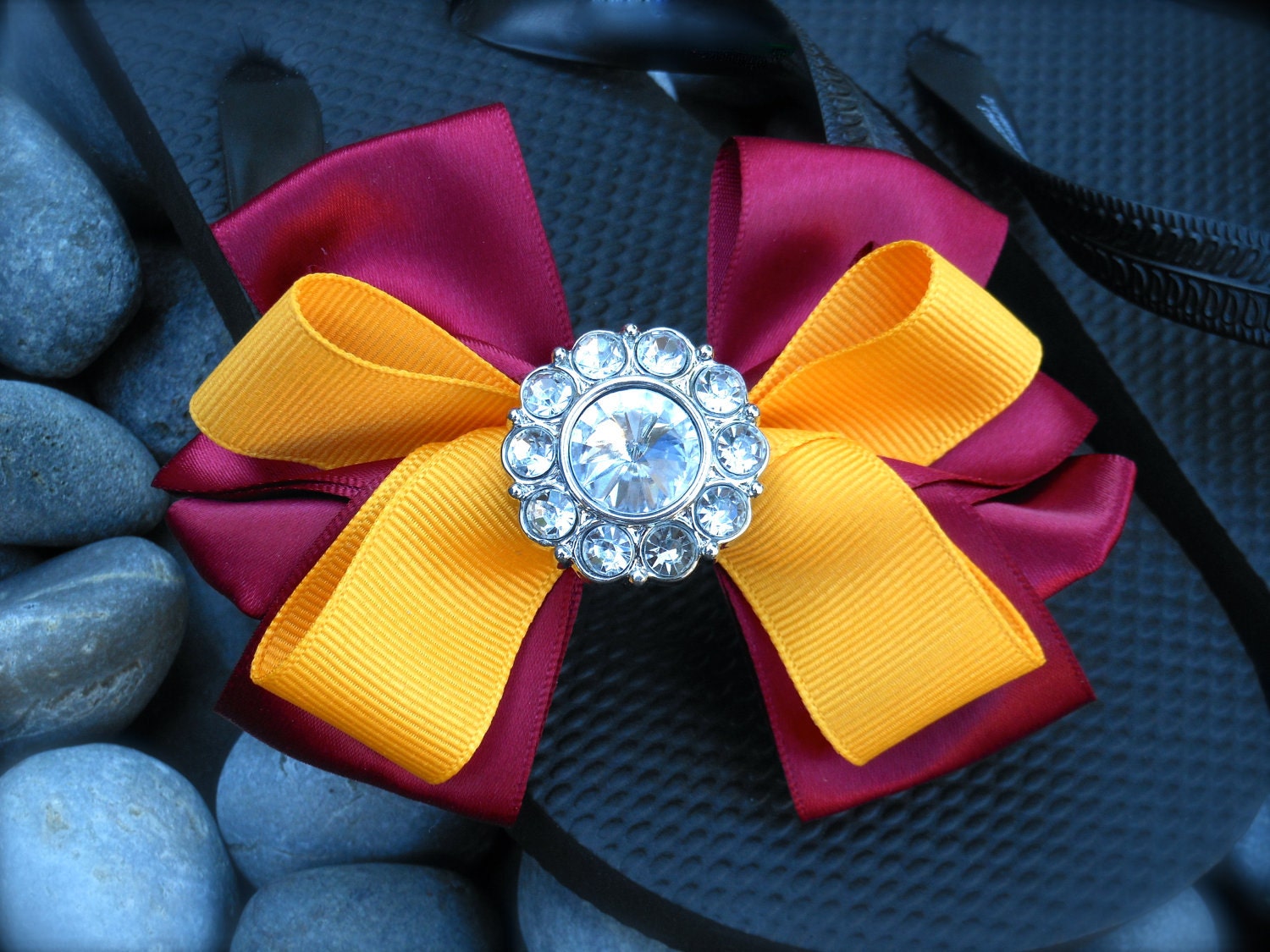 Maroon and Gold Flip Flop with Rhinestone