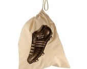 Personalised drawstring bag, vintage football boot design gift bag