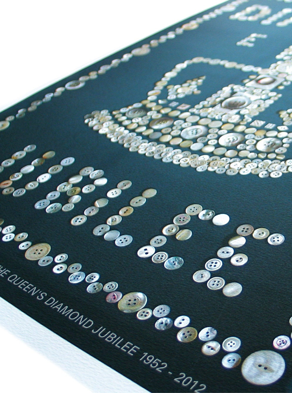 Diamond Jubilee Poster, celebrating the Queen's Jubilee, A3 giclee print, designed using vintage mother of pearl buttons