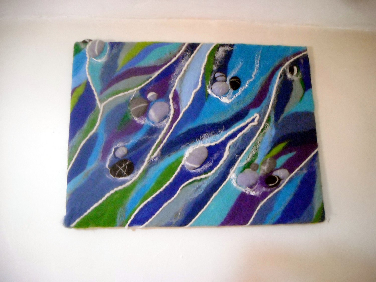art textured, abstract original art, felt pebbles