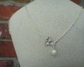 Sliver Cherry Blossom Pearl Necklace
