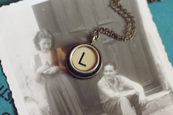L- Antique Typewriter Key Necklace