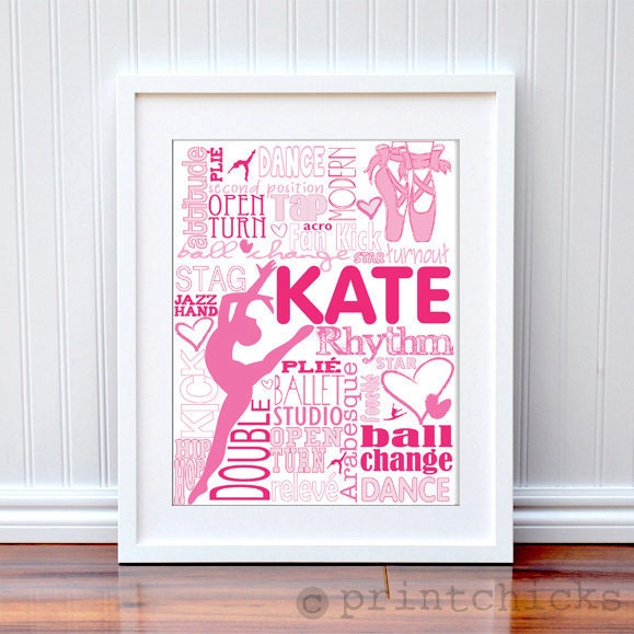 Custom Ballet Dancer Teen Room Decor Poster Personalized Dance Typography Print - 16 x 20