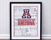 Personalized University of Arizona Watermarked Typography Poster Print - 16 x 20