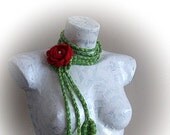 Rose Scarf- crocheted branches-Mother's Day Gift - Easter Gift-Spring Scarf -Spring Fashion - Crochet Scarf