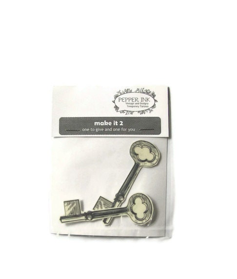 vintage skeleton key temporary tattoo