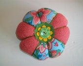Blue and Orange Floral Pin Cushion