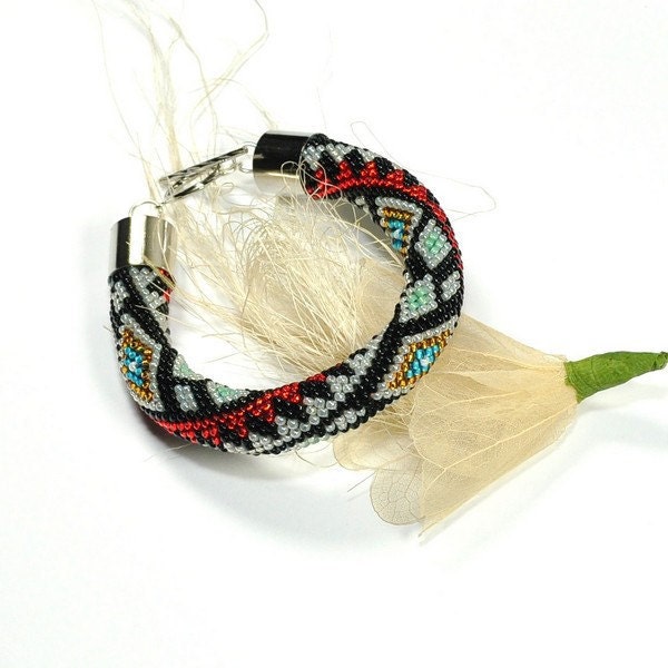 Beaded Bracelet. Bead Crochet Rope.Colored Bracelet. Beads. Seed Beads. Toho. Multicolor bracelet.