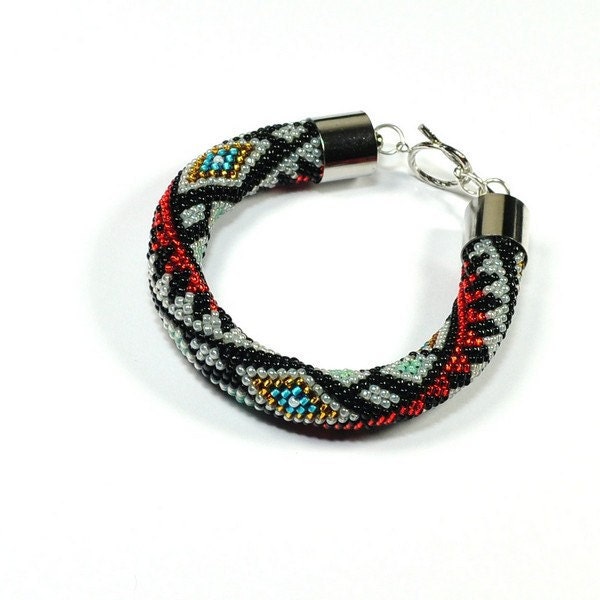 Beaded Bracelet. Bead Crochet Rope.Colored Bracelet. Beads. Seed Beads. Toho. Multicolor bracelet.