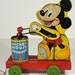 SALE 1940s Wood Mickey Mouse Drummer Pull Toy No. 476 - Vintage Fisher Price Childrens Wooden Toys - Collectors Gift