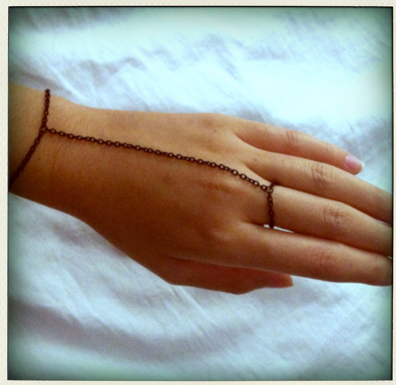 CLEARANCE Black Chain Maille Bracelet Ring Connector Hand Harness