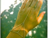Gold Color Metal 3 Triangle Web Chain Bracelet Ring Connector Handpiece