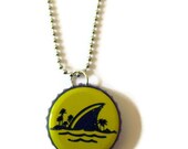 Bottle Cap Necklace, Shark Fin Landshark Beer Cap Upcycled Pendant