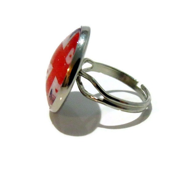 Union Jack Ring, Adjustable British Flag Jewelry