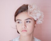 Silk Hair Flowers  - Double Silk Organza Flower with Clear Swarovski Crystals / Blush Pink