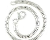 6.5" Sterling Silver Snake Chain Starter Bracelet For European Charm Beads Lobster Claw Clasp 3mm