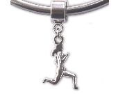 Runner Running Marathon Sterling Silver Charm Bead fits Most Brands of European Bead Bracelets