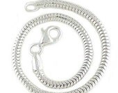 7.5" Sterling Silver Snake Chain Starter Bracelet For European Charm Beads Lobster Claw Clasp 3mm