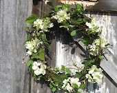 Rustic Grapevine wreath with Lime Hydrangeas and Purple Berries - Wreath for door - Wall decor - Country wreath - Primitive wreath