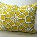 Down & Feather Pillow Insert Included with Yellow, Blue and White Geometric Lattice Patterned Cover (Savings on Two or More)