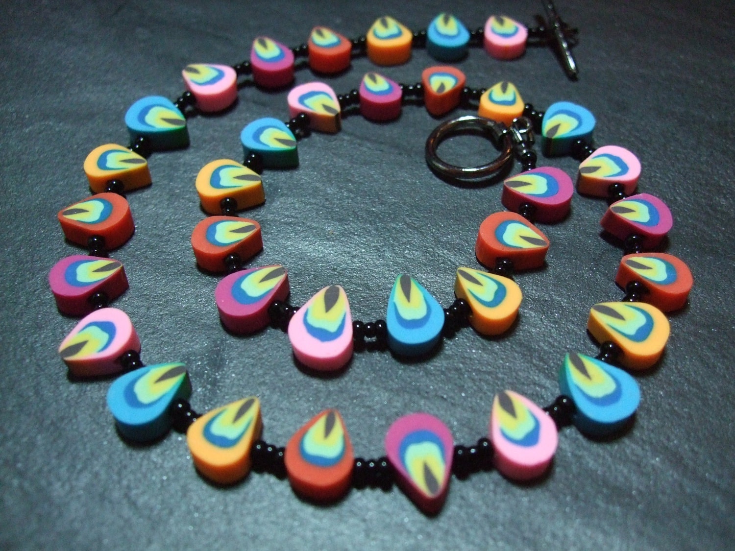 Flower Power Collection Carnival Petals Kitsch Polymer Clay Necklace 16 inch