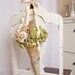 Rustic natural paper flower pew cone with mushroom and wood rose details for your wedding decor