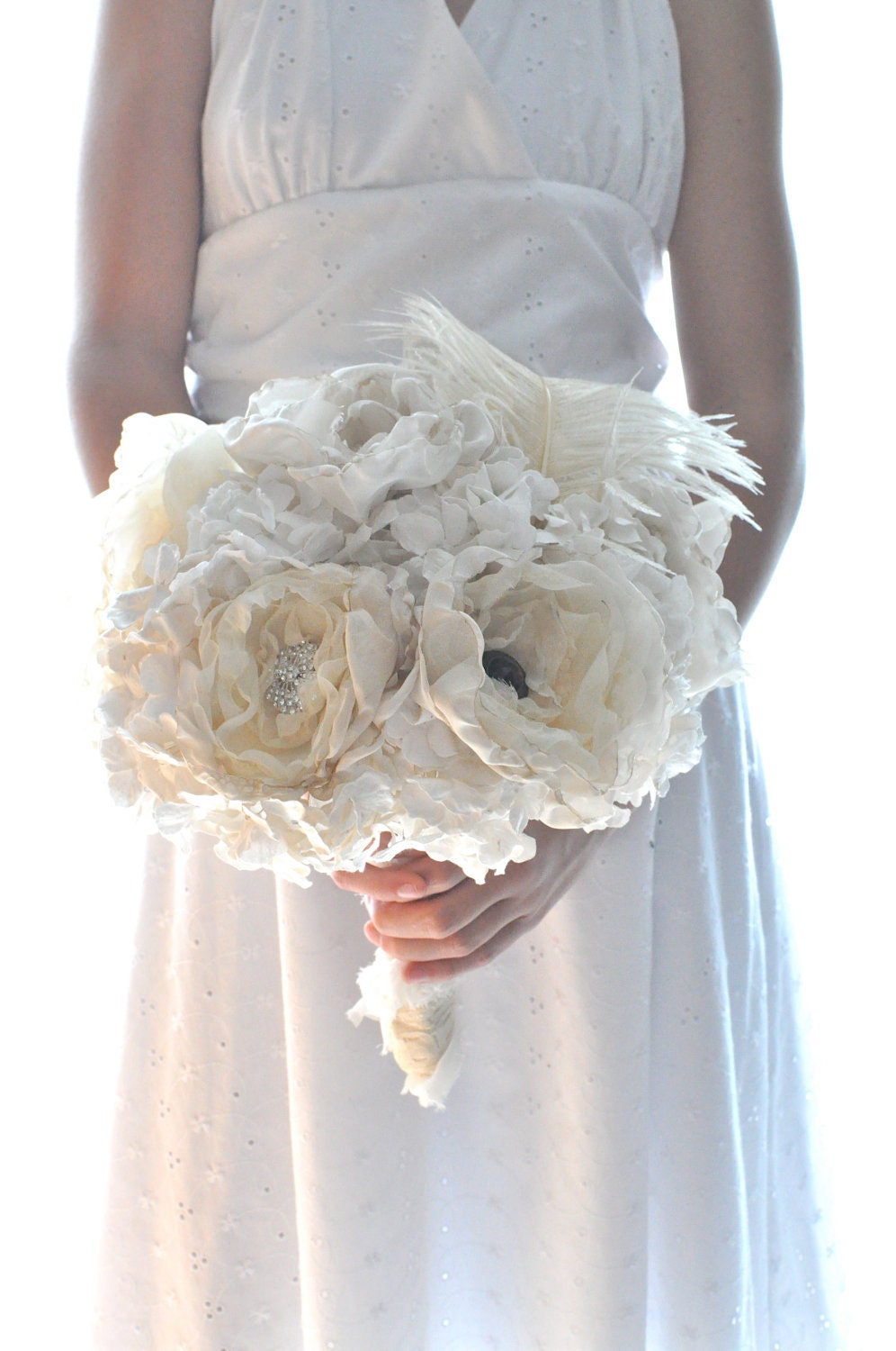 Shabby and chic paper flower wedding bouquet,  paper flowers bouquet, romantic handmade paper bouquet